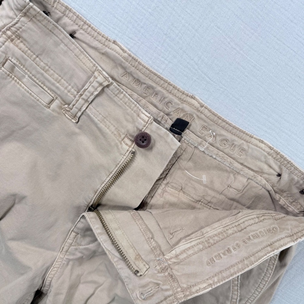 Y2K American Eagle Mens Cargo Pants 29x32 (30x29) Original Straight Khaki Tan
